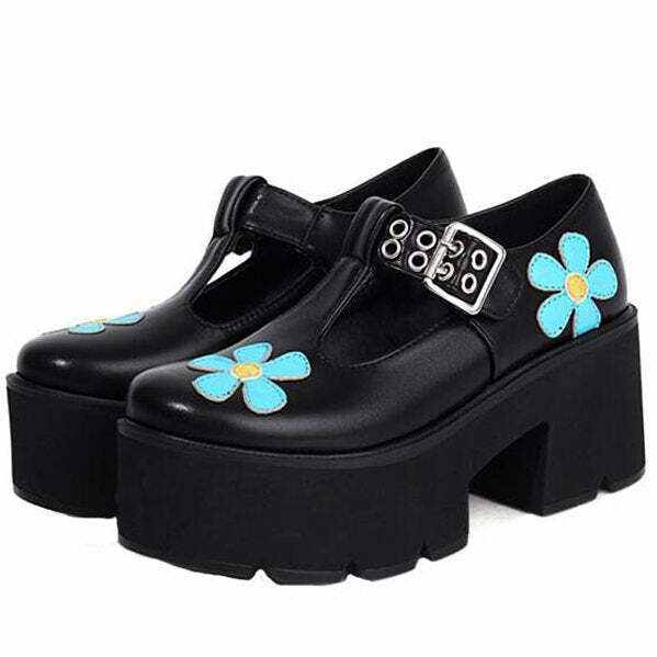 Y2K Fashion Daisy Platform Sandals - Trendy 2000s Style Footwear