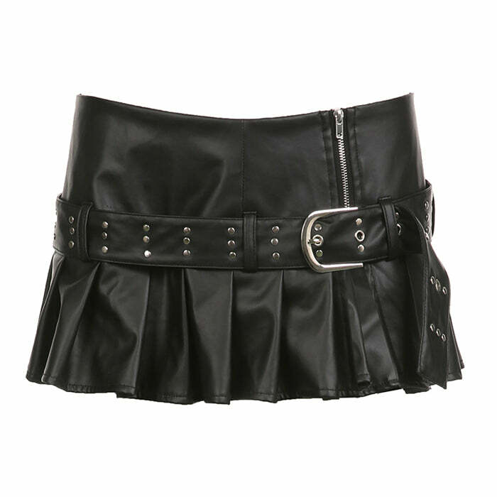 Y2K Fashion Danger Zone Leather Micro Skirt - 2000s Style Essential