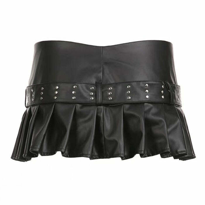 Y2K Fashion Danger Zone Leather Micro Skirt - 2000s Style Essential