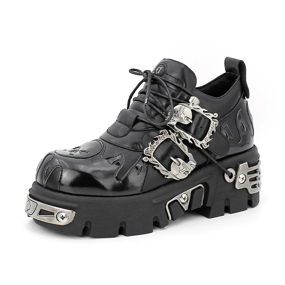 Y2K Fashion Dark Armor Combat Boots - 2000s Style Statement Footwear