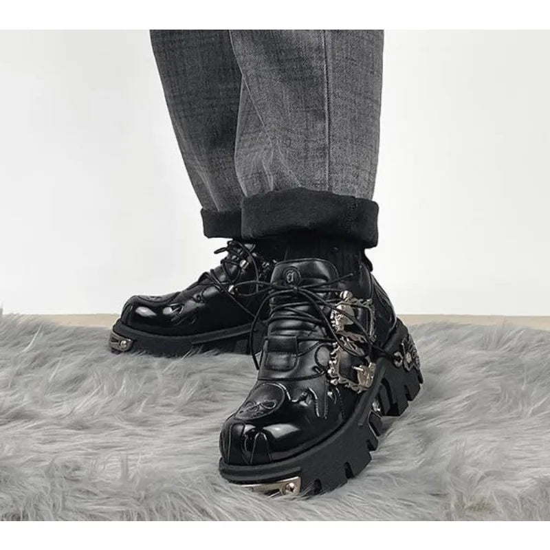 Y2K Fashion Dark Armor Combat Boots - 2000s Style Statement Footwear