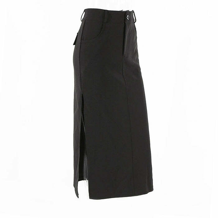 Y2K Fashion Dark Grunge Aesthetic Long Skirt - 2000s Style Essential