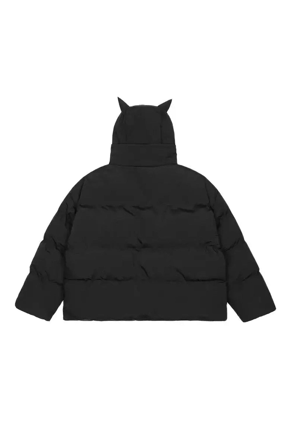 Y2K Fashion Dark Horned Puffer Jacket - Trendy 2000s Style Outerwear