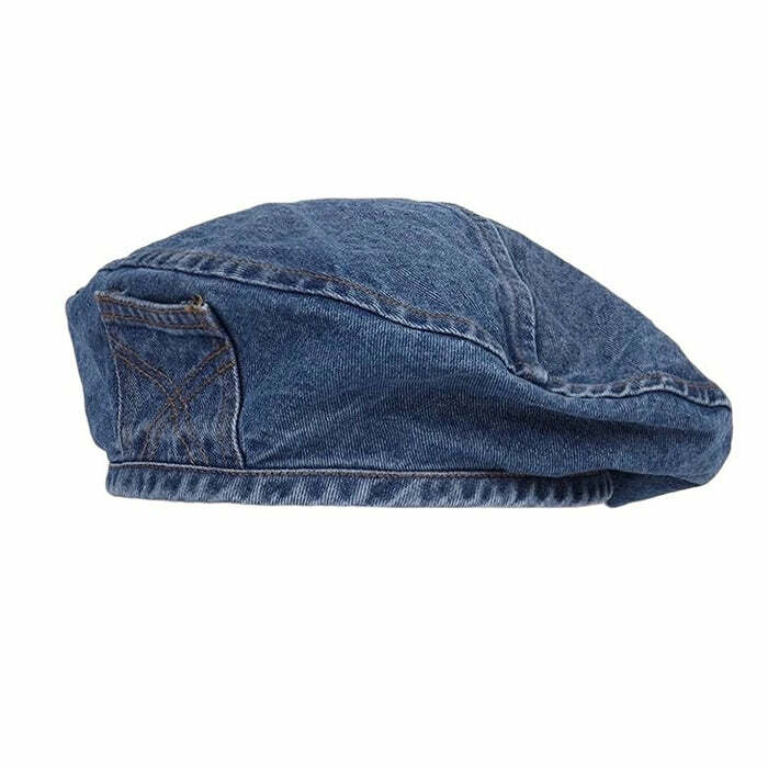 Y2K Fashion Denim Beret Hat - Trendy 2000s Style Accessory