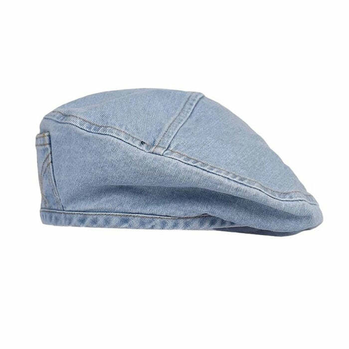 Y2K Fashion Denim Beret Hat - Trendy 2000s Style Accessory