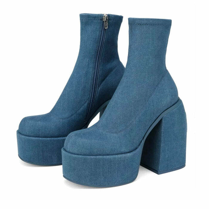 Y2K Fashion Denim Chunky Boots: Iconic 2000s Style Footwear