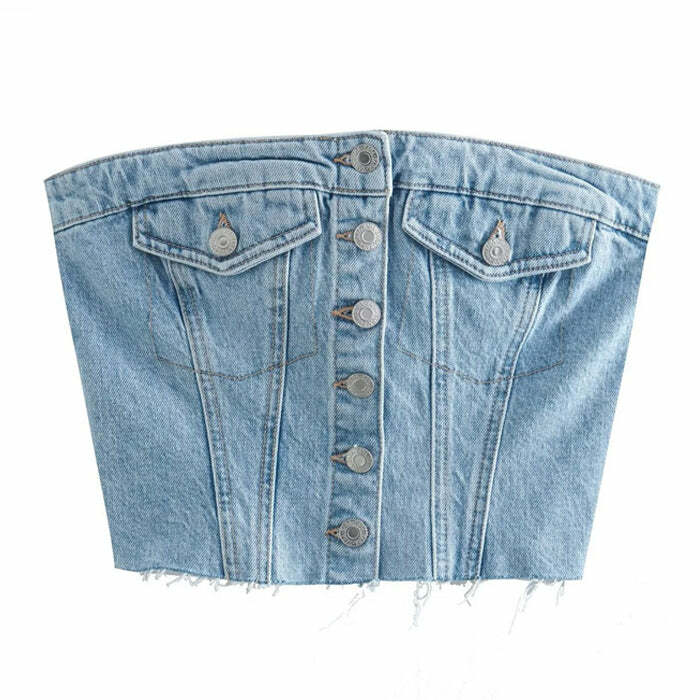 Y2K Fashion Denim Corset Top - Trendy 2000s Style for Modern Outfits