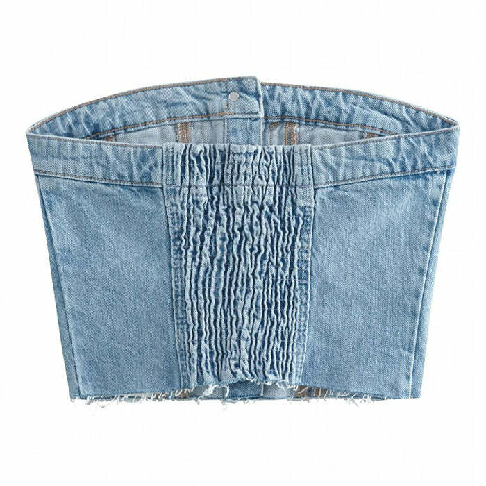 Y2K Fashion Denim Corset Top - Trendy 2000s Style for Modern Outfits