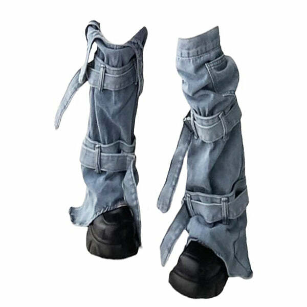 Y2K Fashion Denim Leg Warmers: Retro 2000s Style for Trendy Outfits