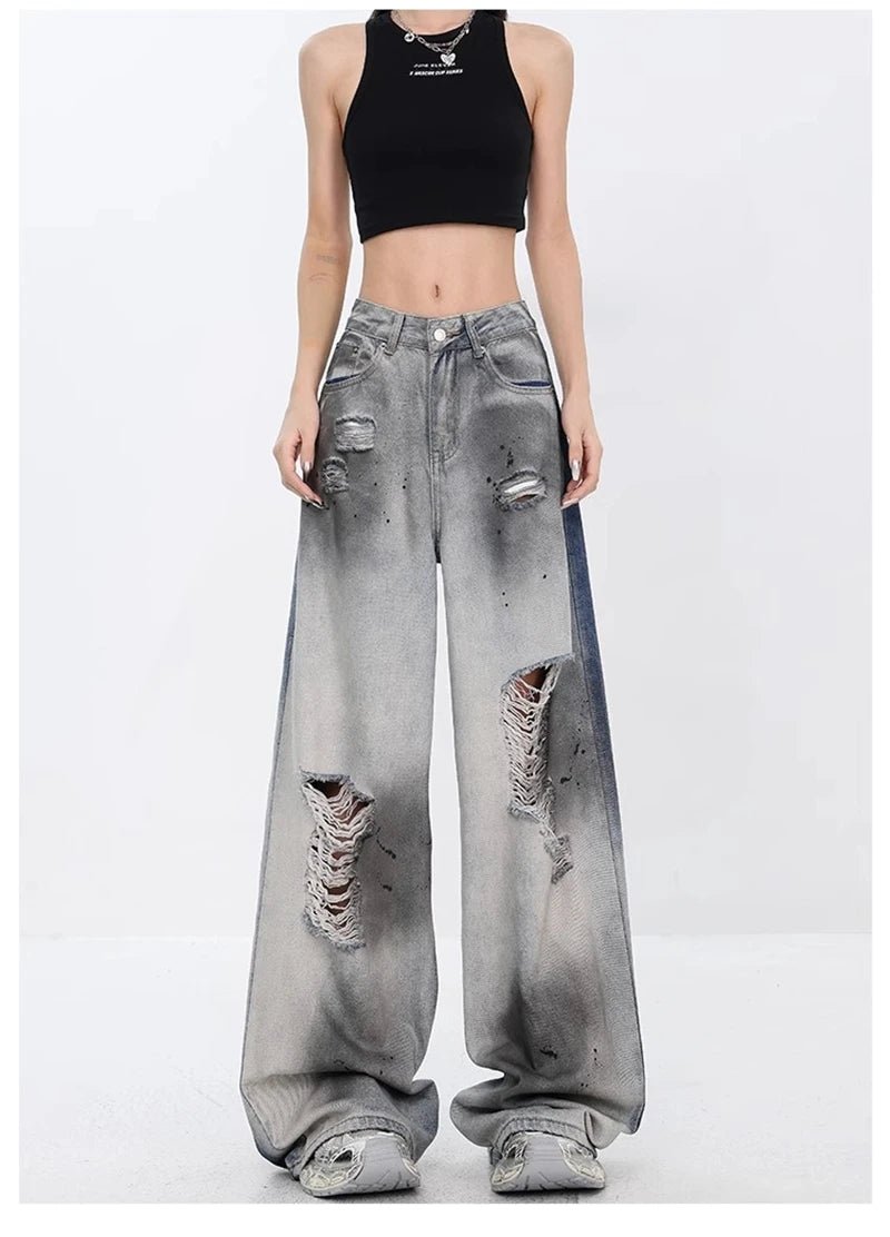 Y2K Fashion Distressed Jeans - Trendy 2000s Style for Effortless Looks