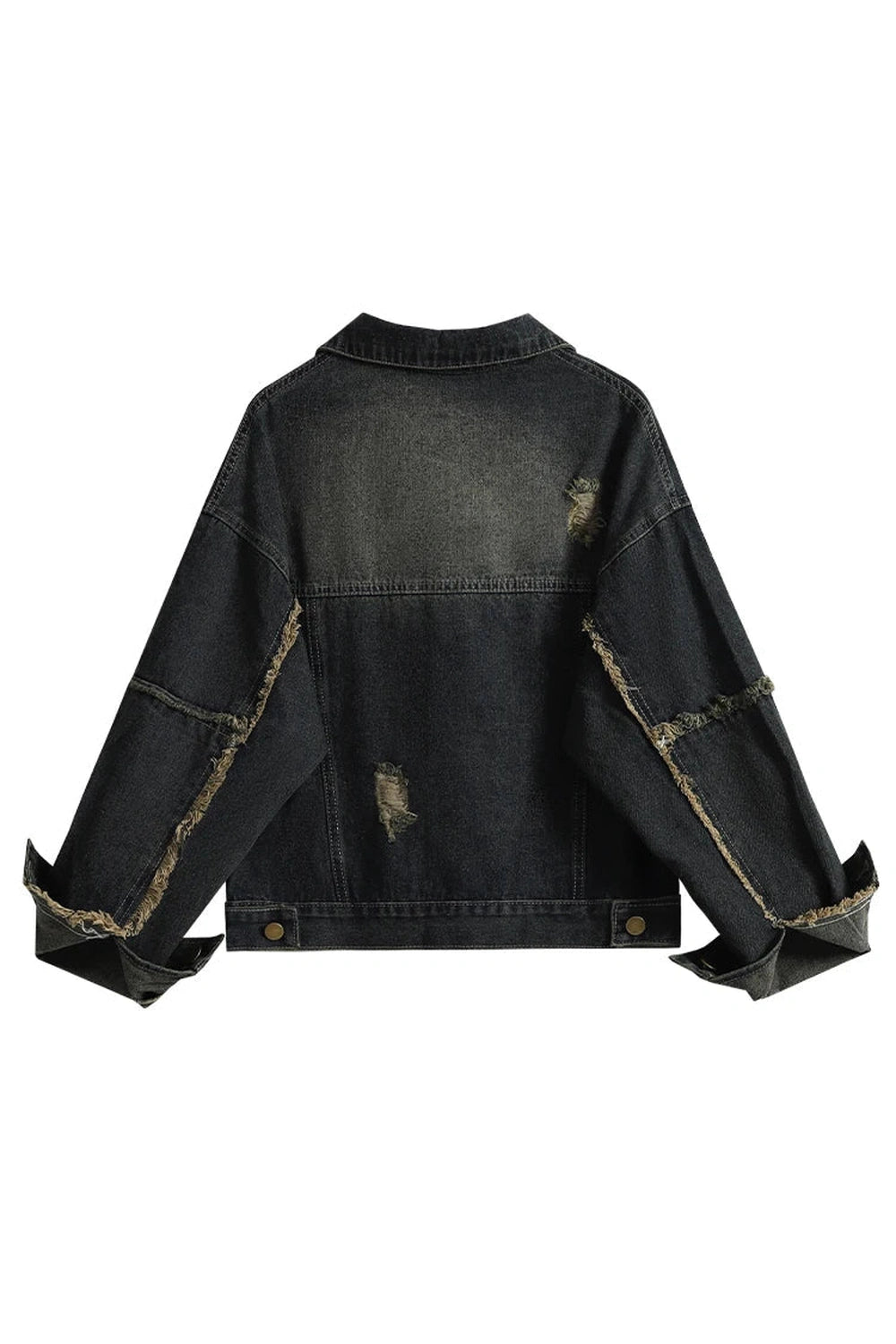 Y2K Fashion Distressed Midnight Denim Jacket - 2000s Style Essential