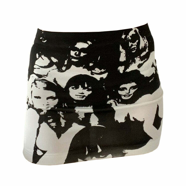 Y2K Fashion Downtown Girl Aesthetic Print Skirt - 2000s Style Trend