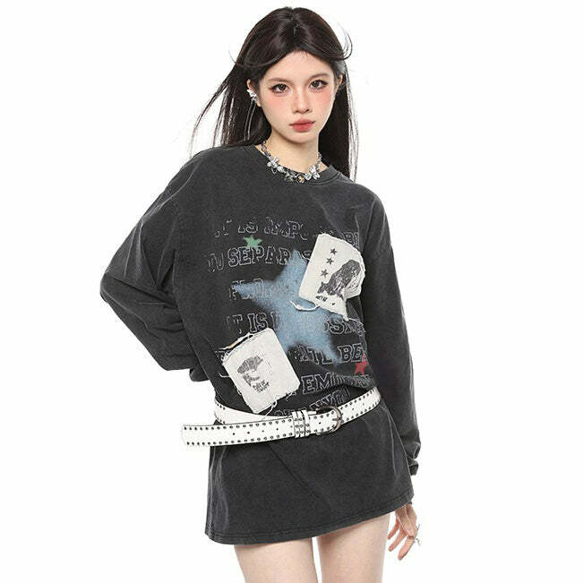 Y2K Fashion Downtown Girl Aesthetic Sweatshirt - 2000s Style Top