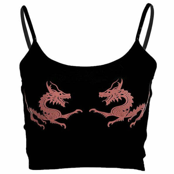 Y2K Fashion Dragon Skinny Tank - Trendy 2000s Style Top for Women