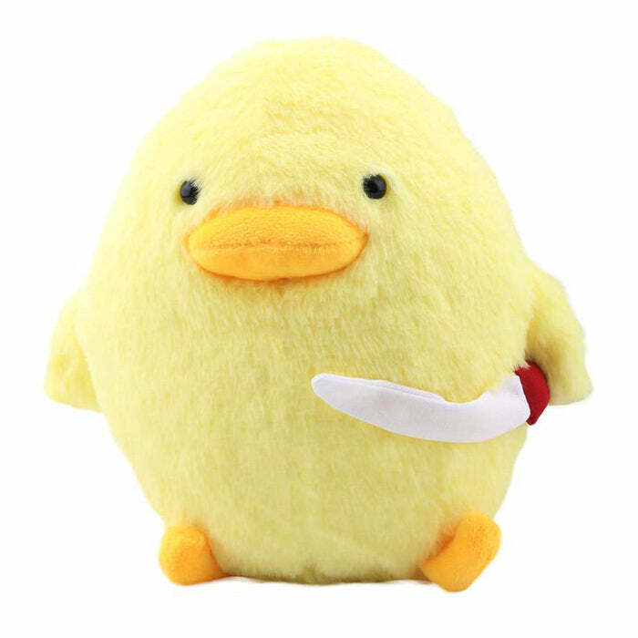 Y2K Fashion Duck With a Knife Plush Toy - 2000s Aesthetic Collectible