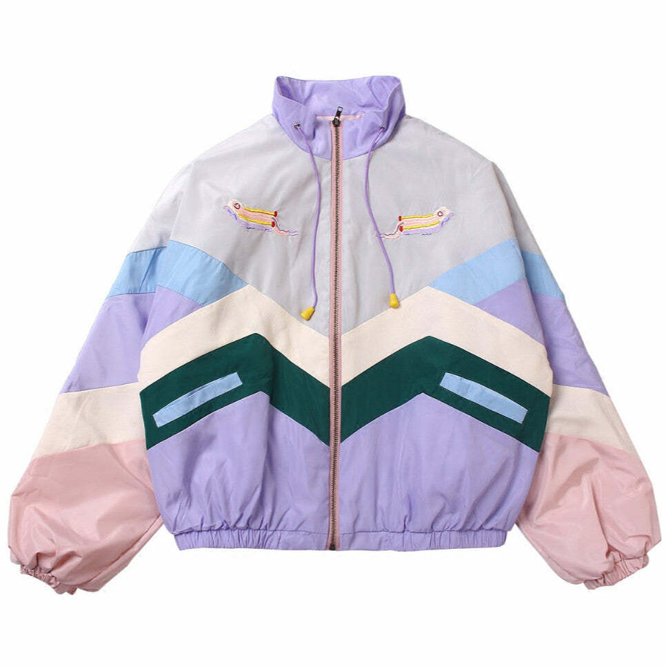 Y2K Fashion Embroidered Tennis Jacket - Retro 2000s Style Outerwear