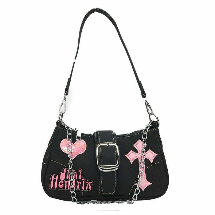 Y2K Fashion Emo Girl Baguette Bag - Trendy 2000s Style Accessory