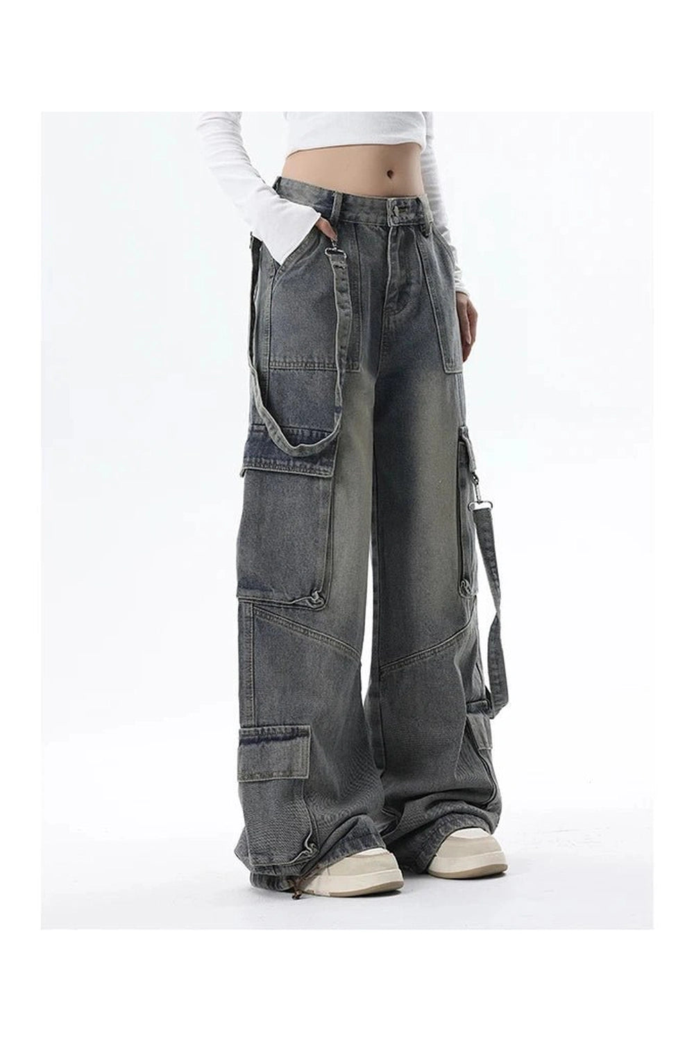 Y2K Fashion Extreme Wide-Leg Cargo Jeans - 2000s Style Statement