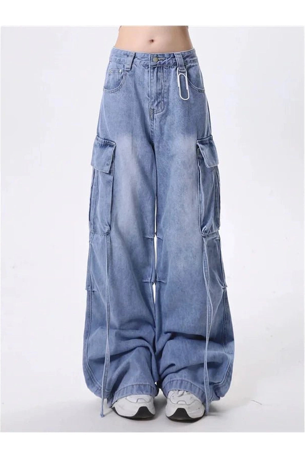 Y2K Fashion Extreme Wide-Leg Cargo Jeans - 2000s Style Statement