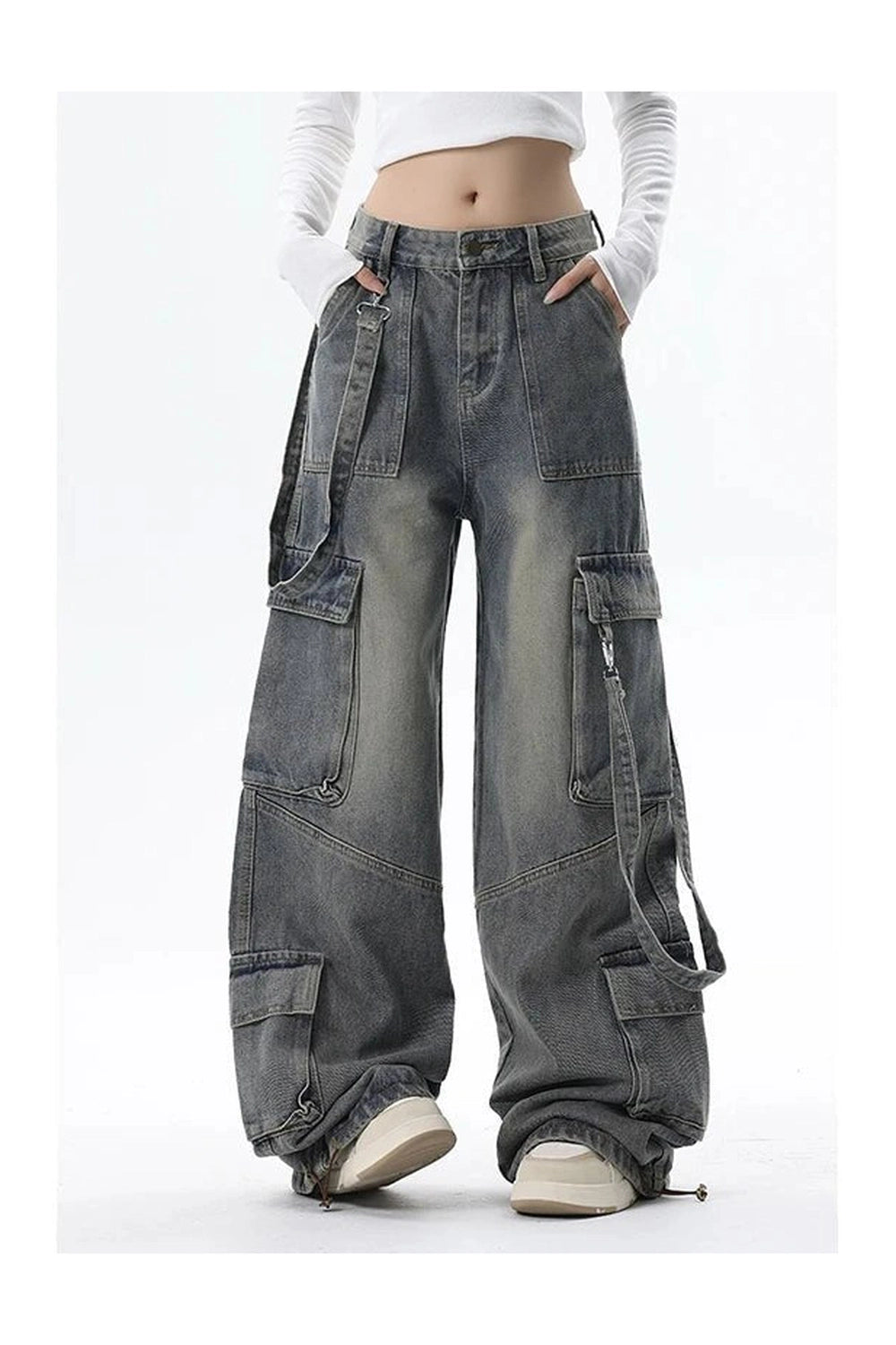 Y2K Fashion Extreme Wide-Leg Cargo Jeans - 2000s Style Statement