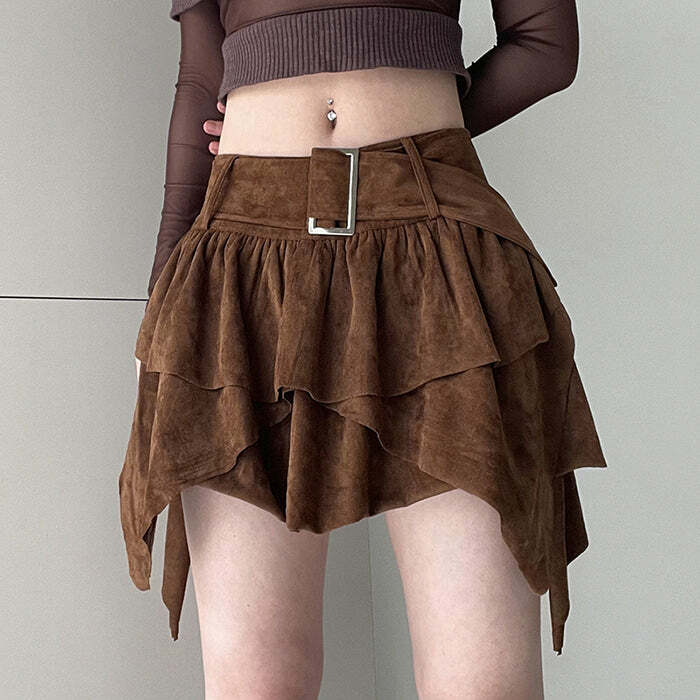 Y2K Fashion Fairycore Aesthetic Cord Skirt - 2000s Style Essential