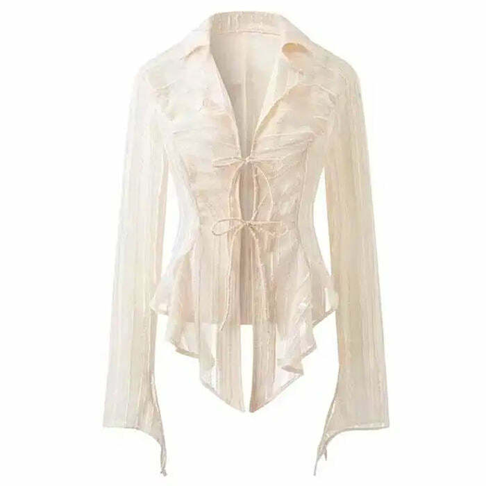 Y2K Fashion Fairycore Lace Up Shirt - Trendy 2000s Style Top