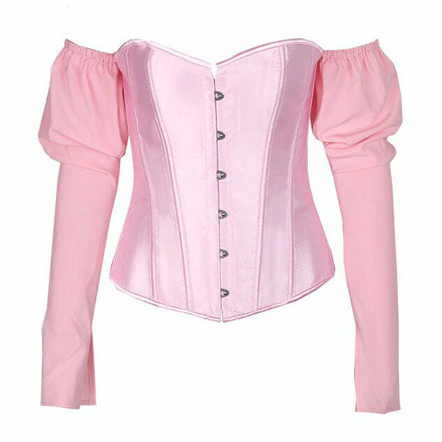 Y2K Fashion Fairycore Long Sleeve Corset Top - 2000s Style Aesthetic