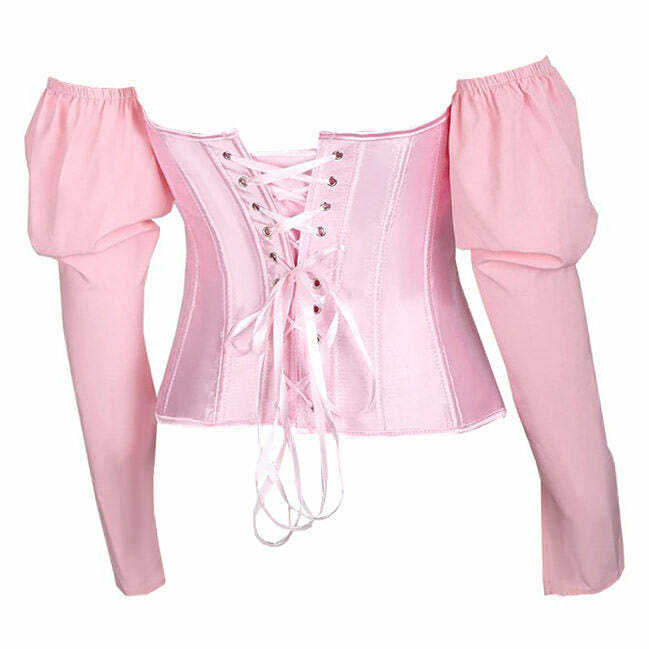 Y2K Fashion Fairycore Long Sleeve Corset Top - 2000s Style Aesthetic