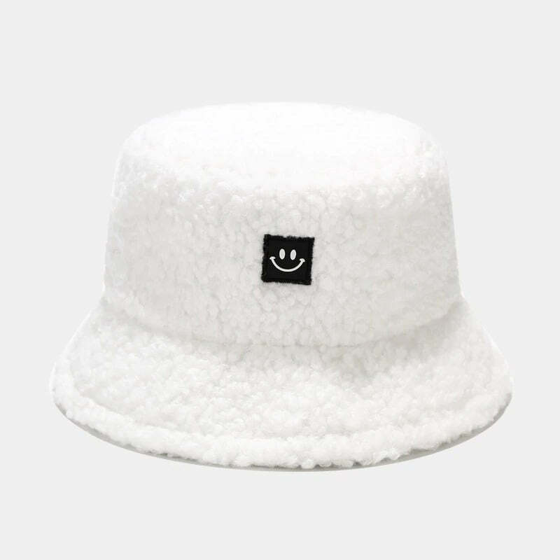 Y2K Fashion Fake Smile Bucket Hat - Trendy 2000s Style Accessory