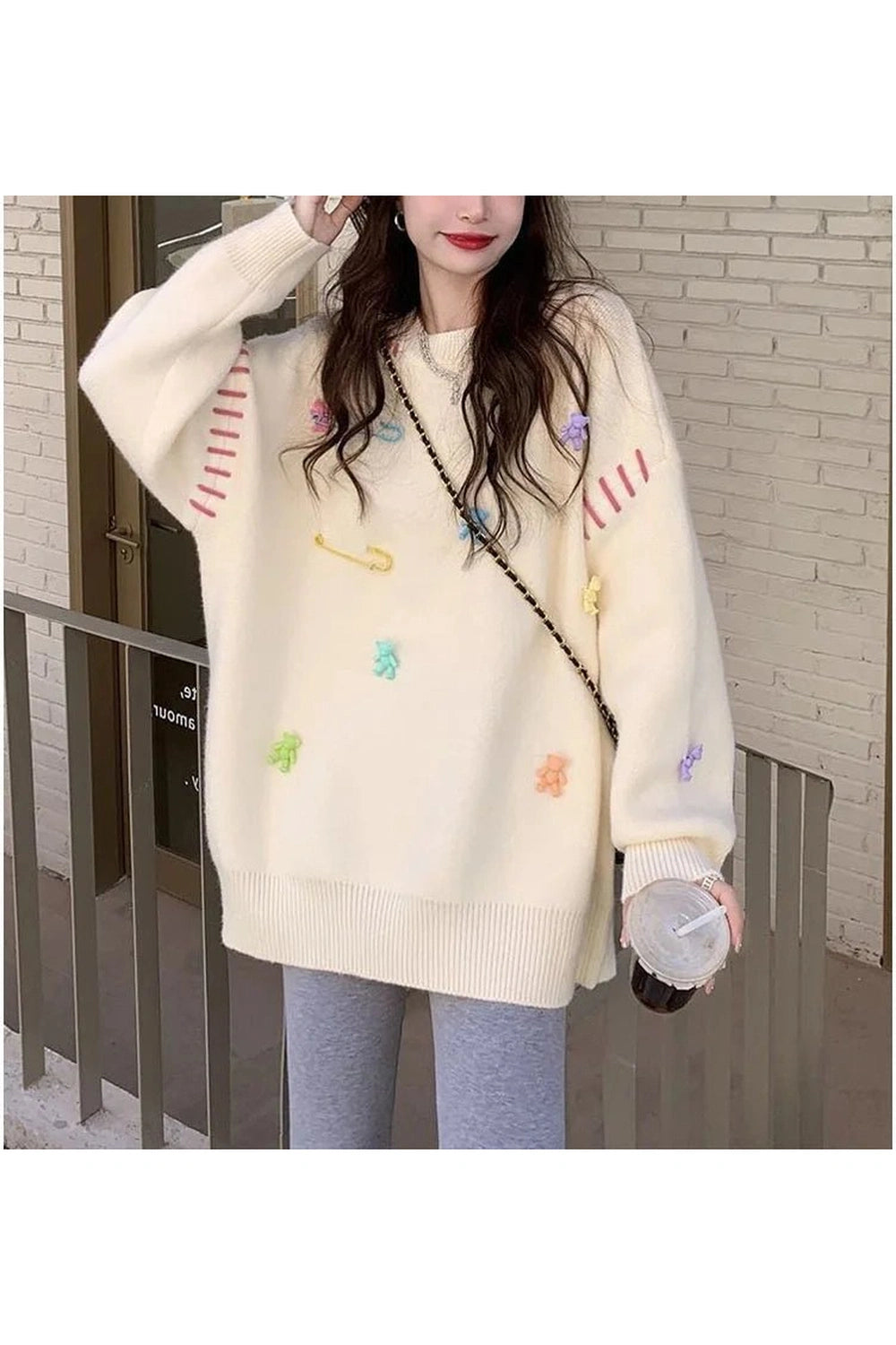 Y2K Fashion Fall Candyland Charm Knit Sweater - 2000s Style Essential