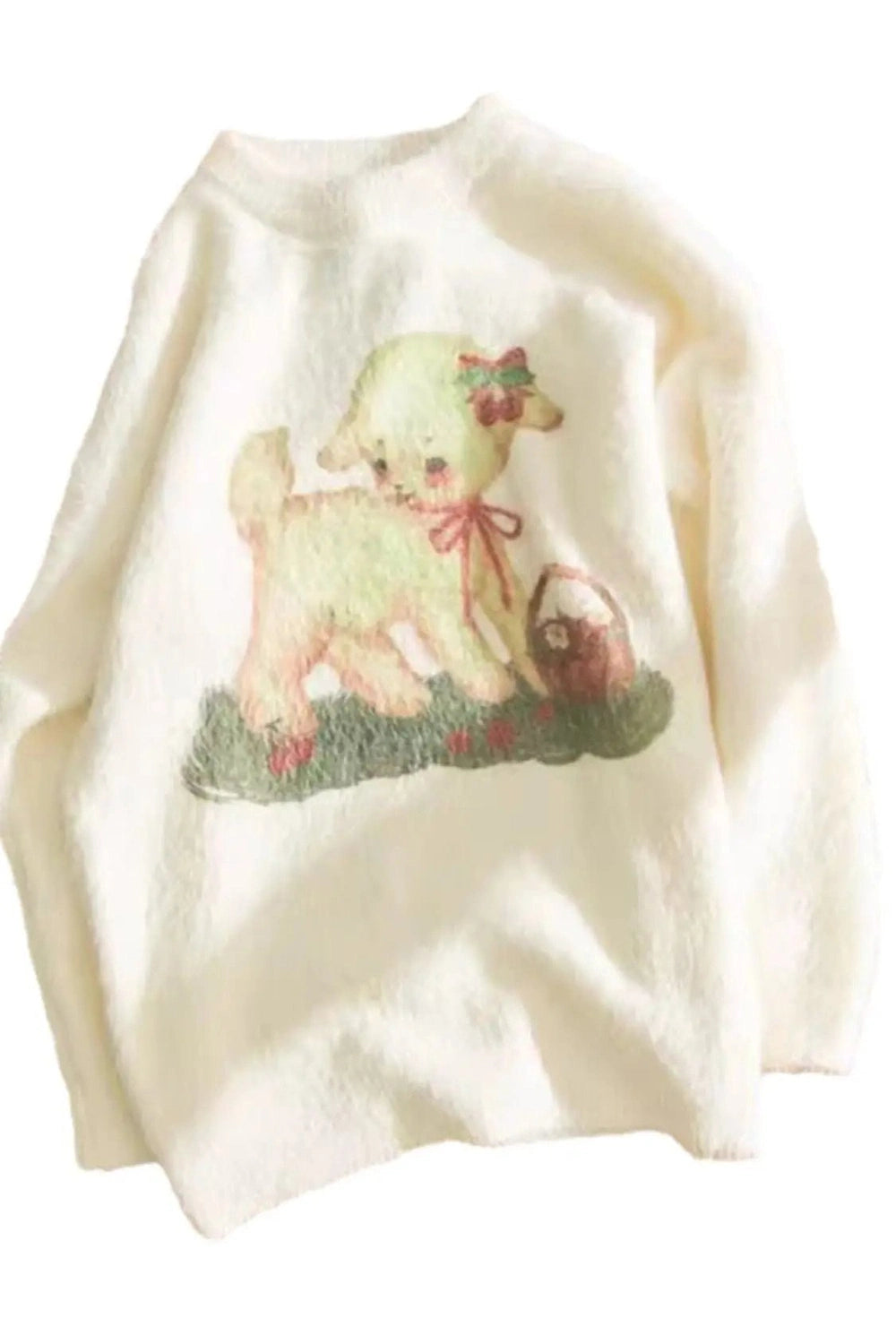 Y2K Fashion Fall Lamb Dream Fleece Sweater - Cozy 2000s Style Essential