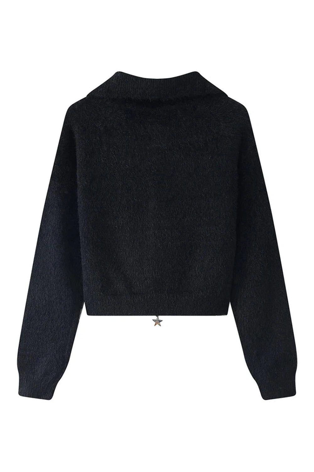 Y2K Fashion Fall Star Zip-Up Fuzzy Sweater - Cozy 2000s Style Essential