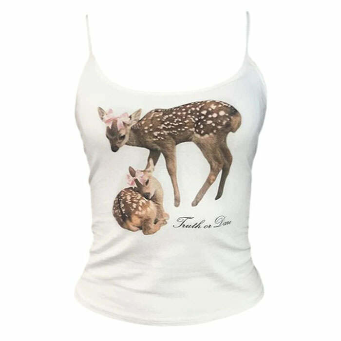 Y2K Fashion Fawn Tank Top - Trendy 2000s Style for Effortless Outfits