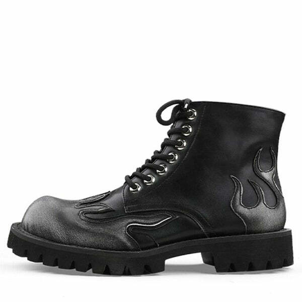 Y2K Fashion Feel The Burn Combat Boots - 2000s Style Statement