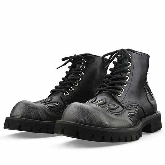 Y2K Fashion Feel The Burn Combat Boots - 2000s Style Statement