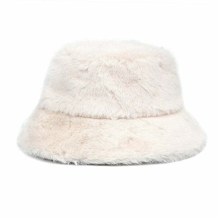 Y2K Fashion Fluffy Bucket Hat - Trendy 2000s Style Accessory