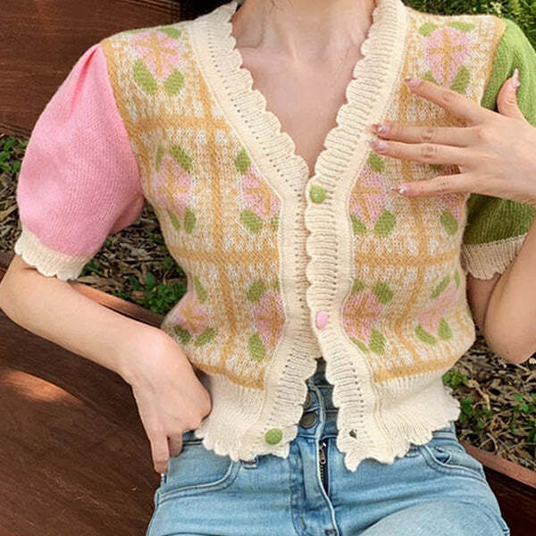 Y2K Fashion French Girl Knit Top - Trendy 2000s Style Aesthetic