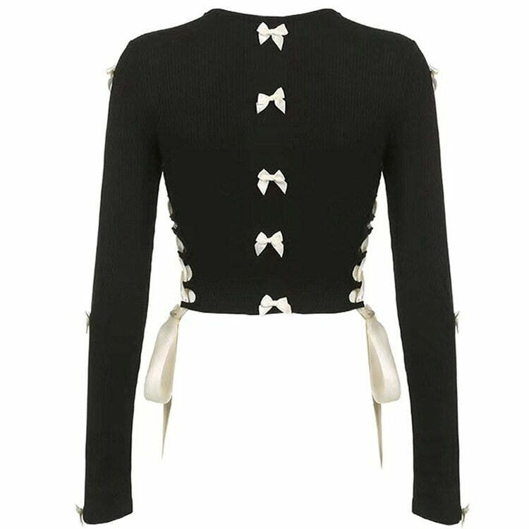 Y2K Fashion French Maid Cut Out Long Sleeve Top - 2000s Style Aesthetic