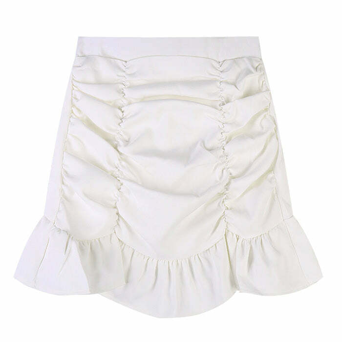 Y2K Fashion French Summer Ruched Mini Skirt - 2000s Style Essential