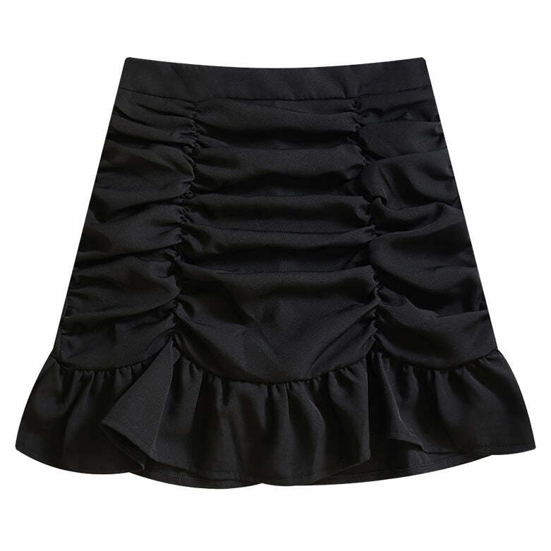 Y2K Fashion French Summer Ruched Mini Skirt - 2000s Style Essential