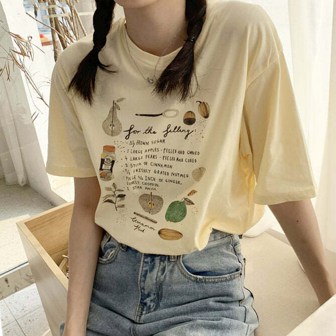 Y2K Fashion Fruit Pie Filling Tee - Trendy 2000s Style Top