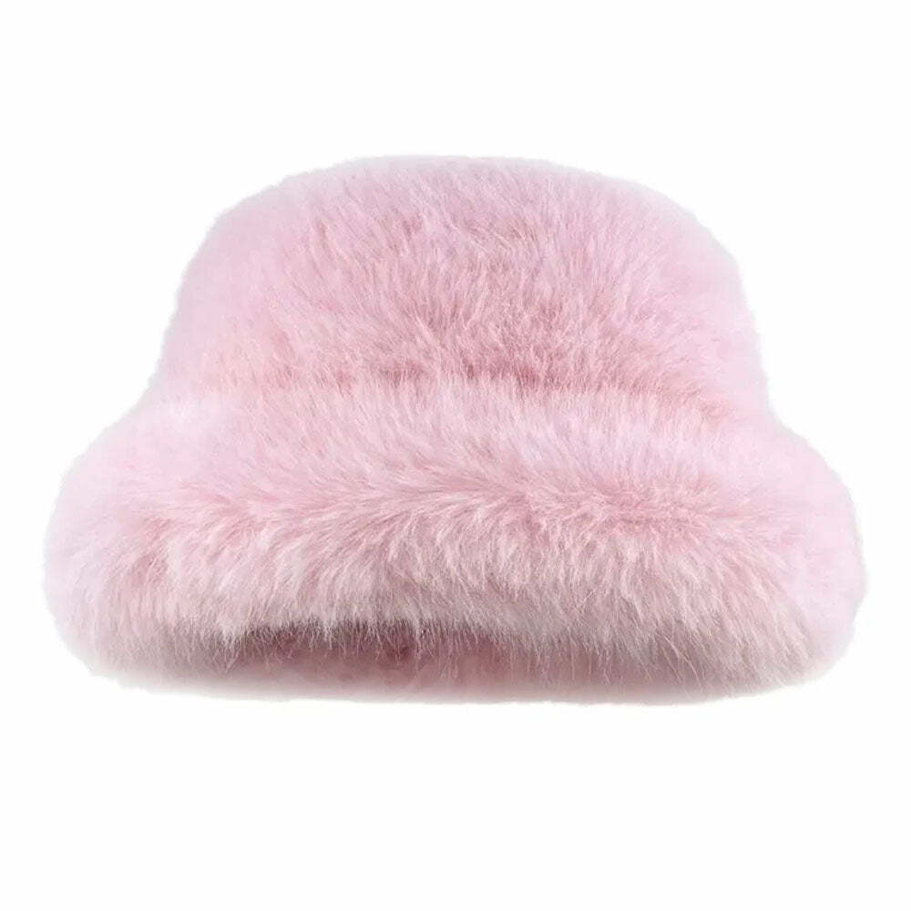 Y2K Fashion Furry Bucket Hat - Trendy 2000s Style Accessory