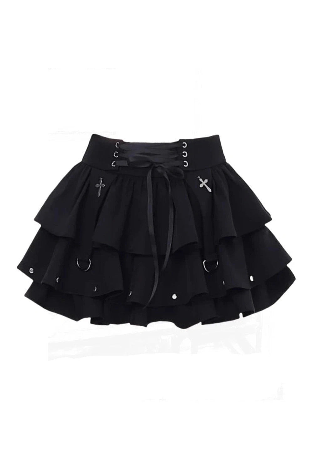 Y2K Fashion Gothic Layered Corset Skirt - 2000s Style Aesthetic Outfit