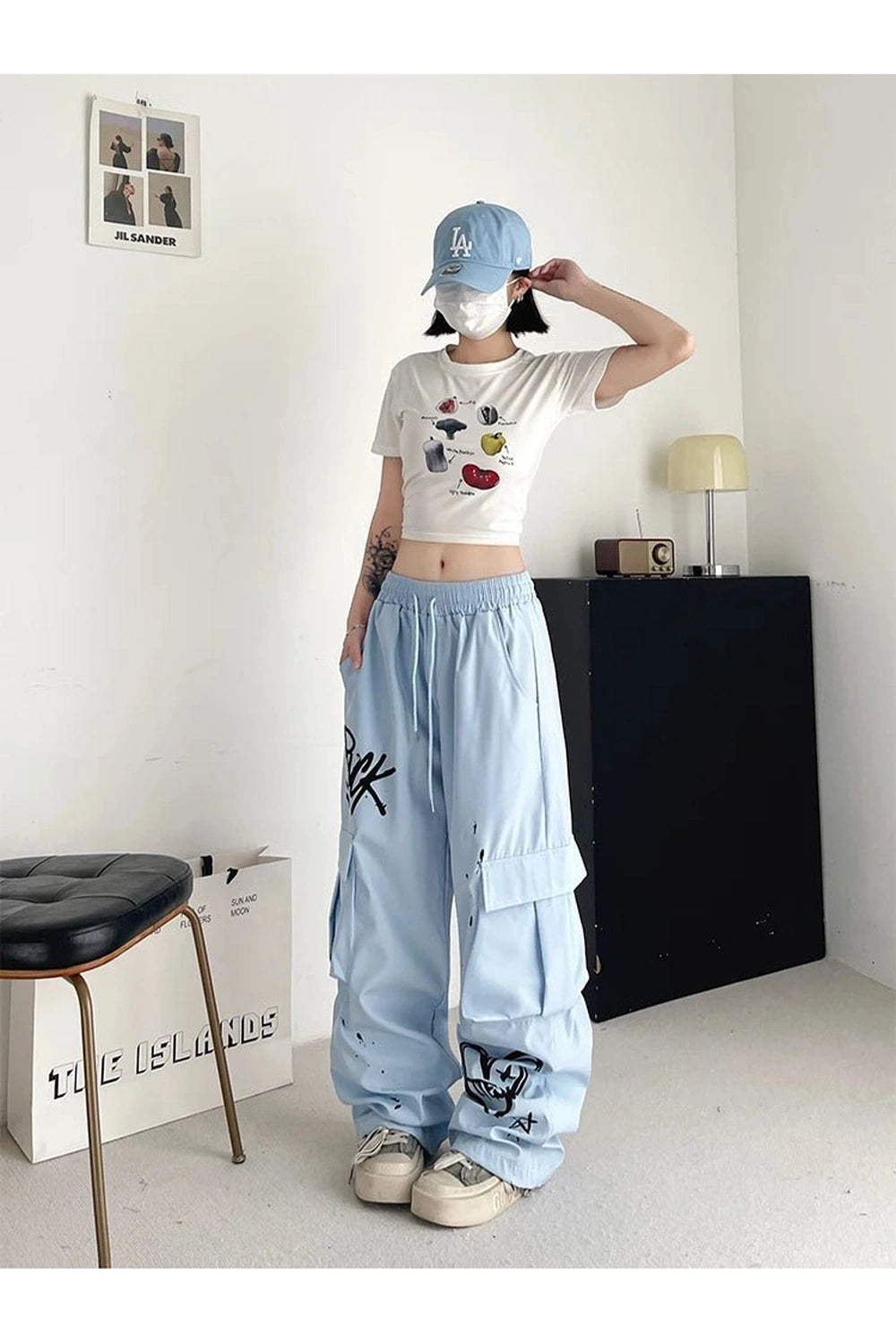 Y2K Fashion Graffiti Street Cargo Pants - Trendy 2000s Style Outfit