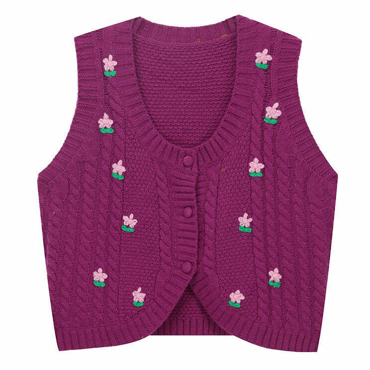 Y2K Fashion Grandmacore Knit Vest: Retro 2000s Style Essential