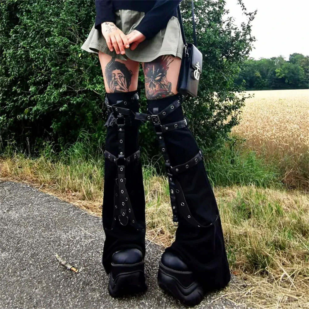 Y2K Fashion Grunge Aesthetic Flare Leg Warmers for Trendy Outfits