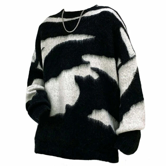 Y2K Fashion Grunge Aesthetic Fuzzy Sweater - 2000s Style Essential