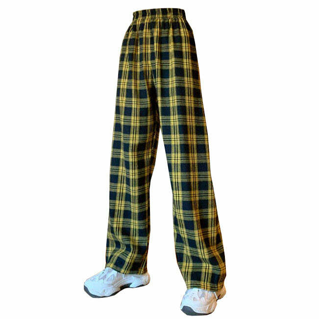 Y2K Fashion Grunge Aesthetic Plaid Pants - 2000s Style Statement