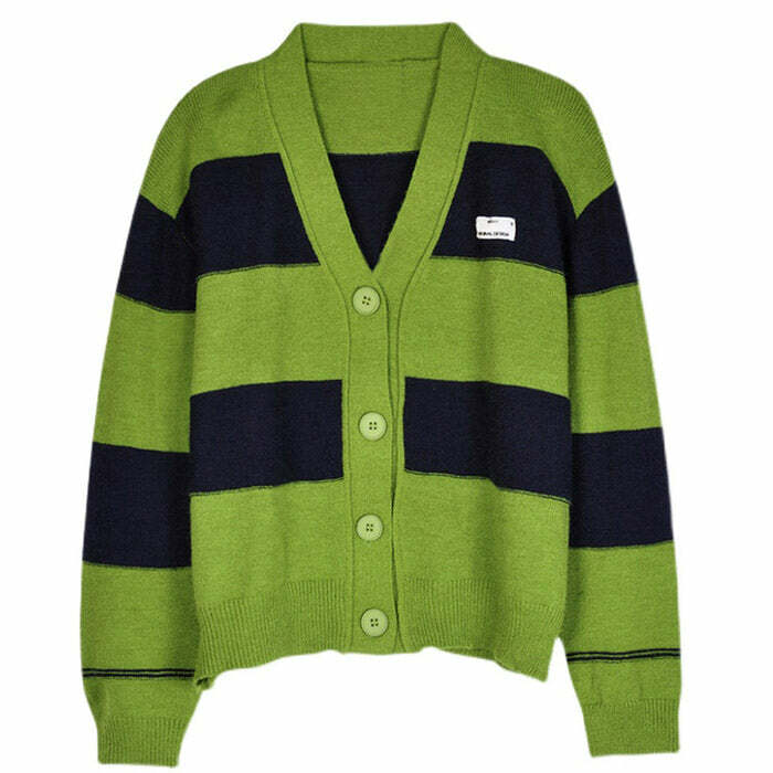 Y2K Fashion Grunge Aesthetic Striped Cardigan - 2000s Style Essential