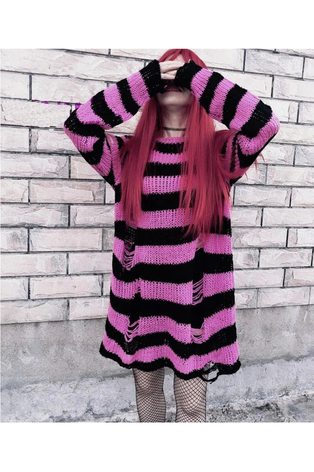 Y2K Fashion Grunge Candy Striped Sweater - Retro 2000s Style Top